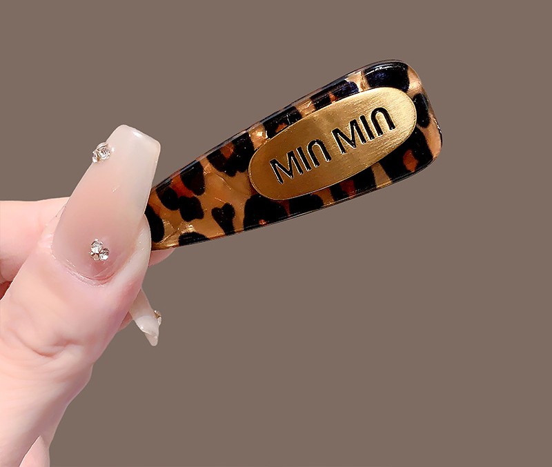 Kẹp tóc mỏ vịt chữ MIN màu DA BÁO cao cấp, phụ kiện kẹp tóc nữ độc đáo sang trọng B4308