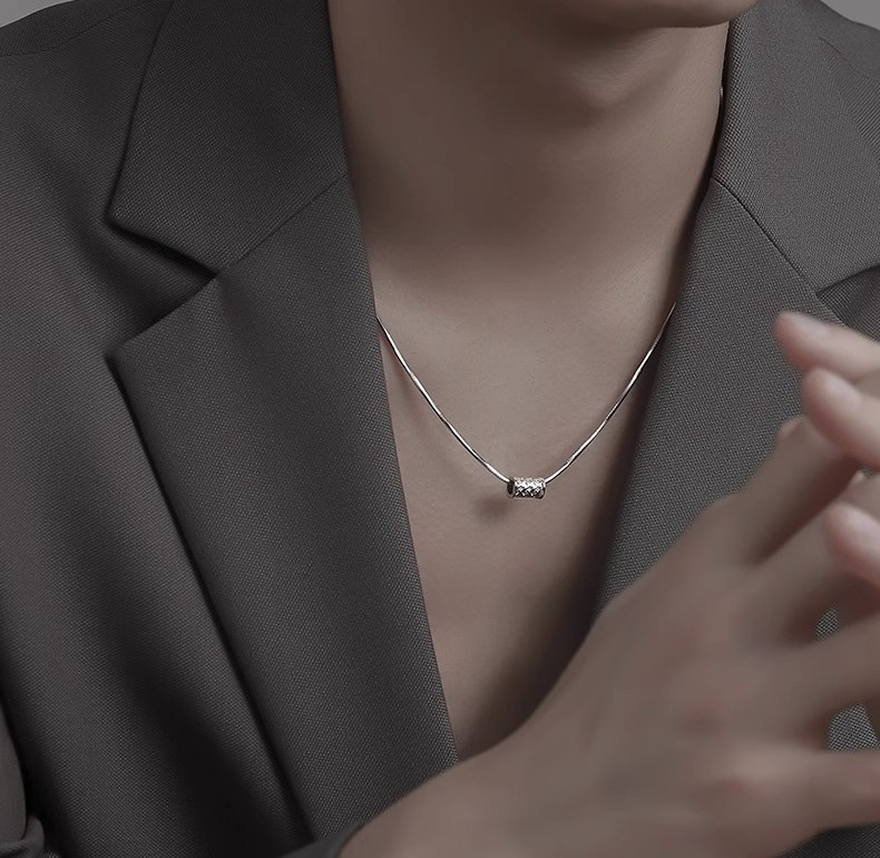 Dây chuyền nam nữ unisex basic mặt khối lưới, phụ kiện dây chuyền cá tính phong cách độc đáo B4389