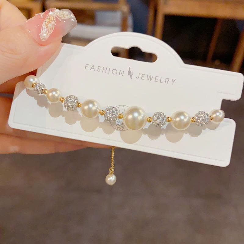 Lắc tay nữ NGỌC mix cườm đá xi màu vàng cao cấp Freesize độc đáo, lắc tay nữ đẹp sang trọng B4448