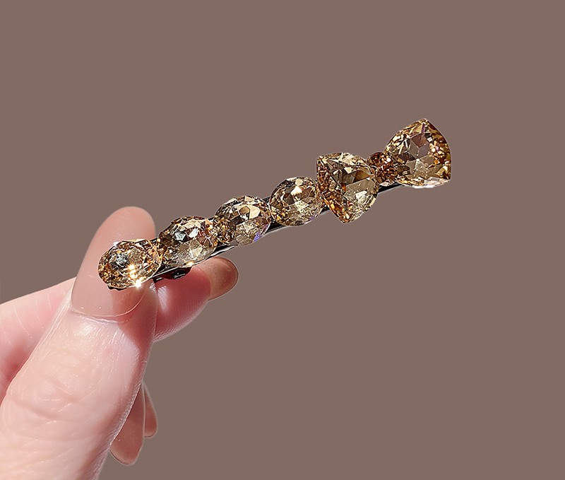 Kẹp mỏ vịt NƠ ĐÁ VÀNG cao cấp, phụ kiện kẹp tóc mái nữ sang trọng, quà tặng xinh ý nghĩa B4312