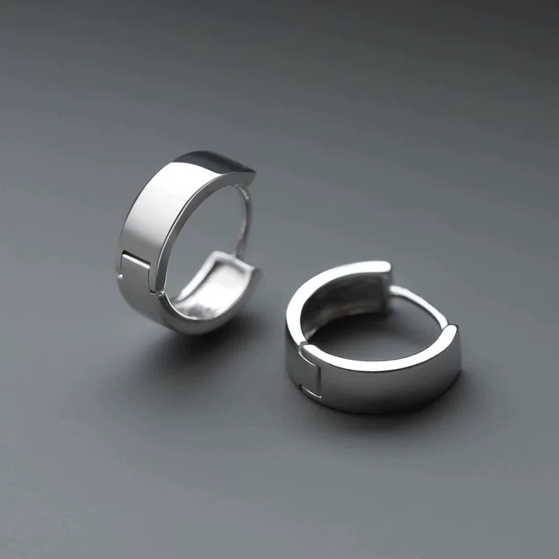 Bông tai NAM NỮ, unisex đơn giản  tròn trơn bóng 0.9cm basic B4395