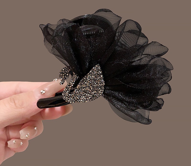 Kẹp càng cua 8cm THIÊN NGA đuôi voan đen cao cấp, kẹp tóc nữ đẹp độc đáo thiết kế, quà tặng ý nghĩ B4317