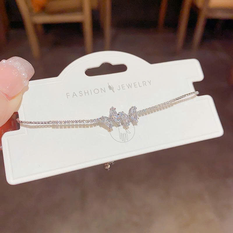 Lắc tay BƯỚM Đá zircon freesize xi BAC·925 cao cấp, lắc tay nữ ĐẸP độc đáo thiết kế Hàn Quốc sang trọng B4484