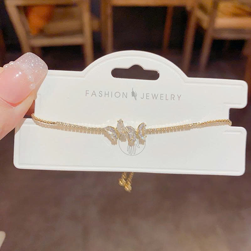 Lắc tay BƯỚM Đá zircon freesize xi vàng pha cao cấp, lắc tay nữ ĐẸP độc đáo thiết kế Hàn Quốc sang trọng B4483