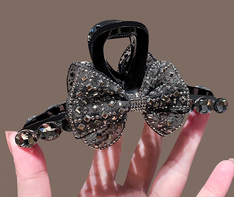 Kẹp gắp tóc bảng lớn NƠ ĐÁ pha lê lắp lánh độc đáo, kẹp càng cua nữ cao cấp, phụ kiện tóc xinh B4323