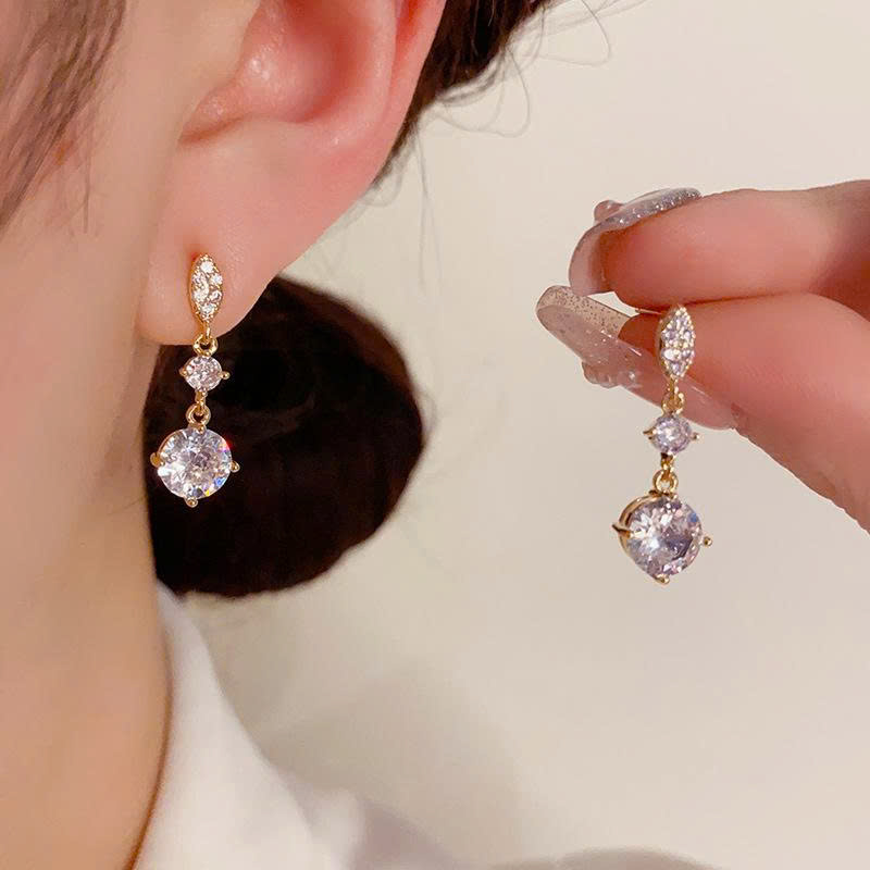 Bông tai GIỌT NƯỚC đá zircon xi vàng pha cao cấp, Hoa tai thời trang thiết kế hàn quốc độc đáo, sang trọng, Bông tai cô dâu B4494