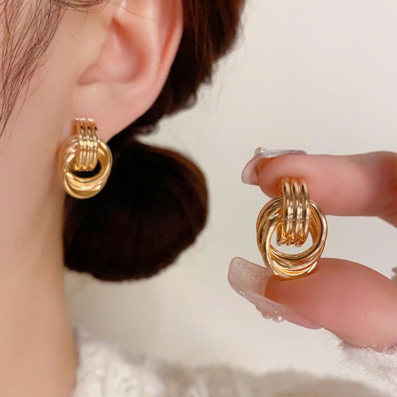 Bông tai BAsic xi VÀNG PHA cao cấp TRÒN xoắn, hoa tai thiết kế Hàn Quốc phong cách Châu Âu độc đáo sang trọng cá tính B4499