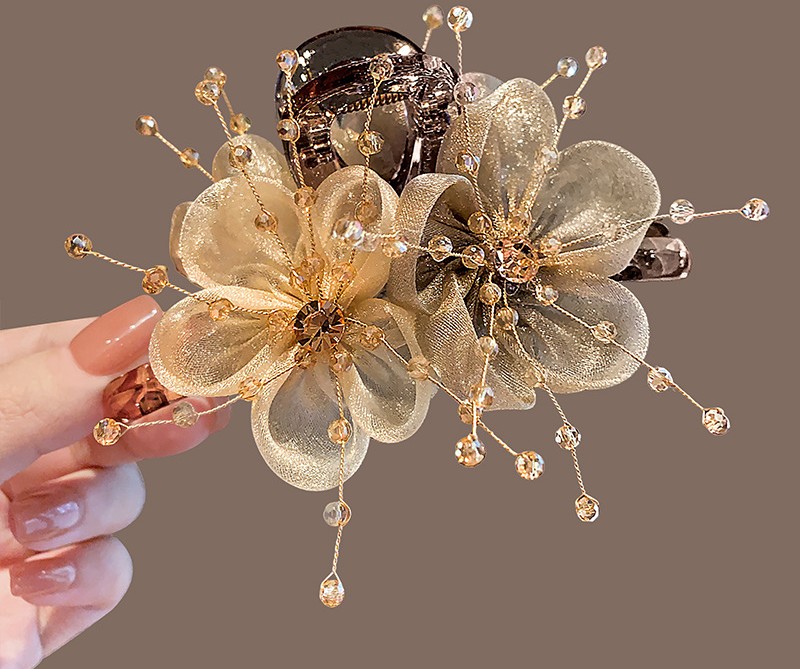 Kẹp gắp lớn HOA mix pha lê cao cấp, phụ kiện kẹp tóc nữ độc đáo sang trọng, thiết kế Hàn Quốc, quà tặng cao cấp B4326