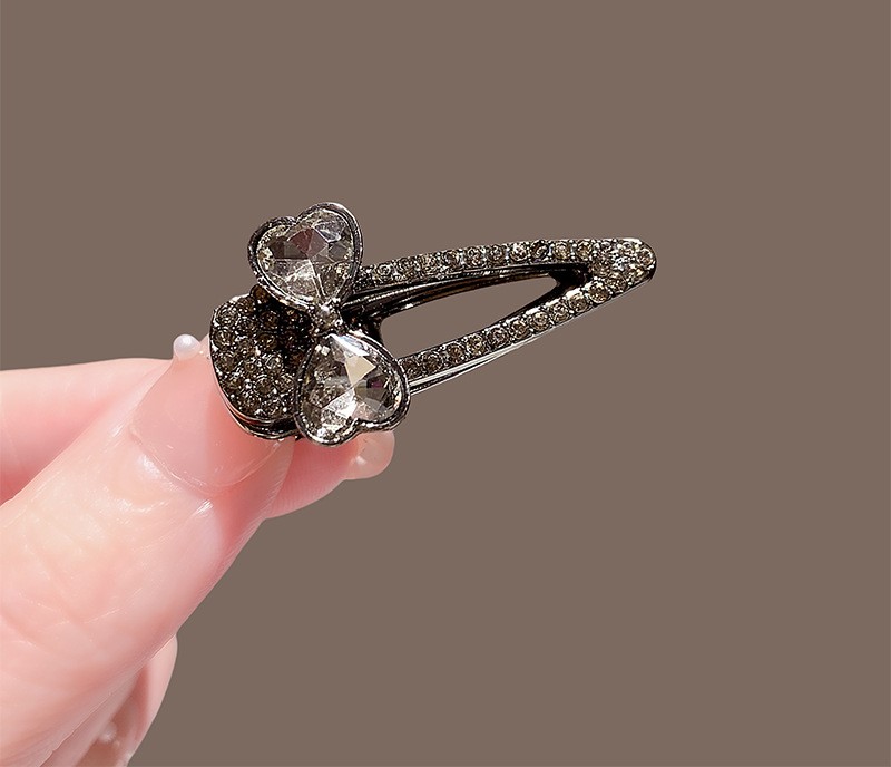 Kẹp mỏ vit NƠ ĐÁ ĐEN, kẹp tóc mái đính đá cao cấp thiết kế HÀn quốc sang trọng B4284