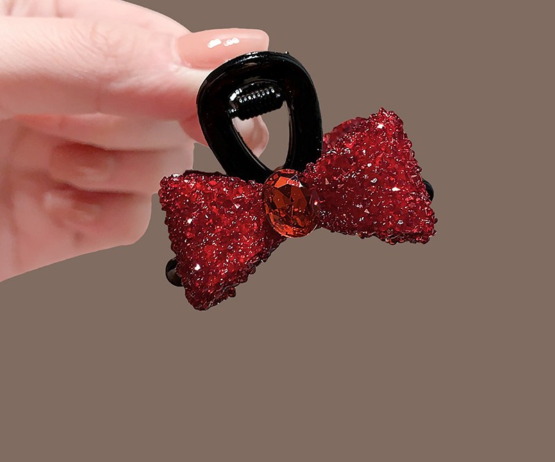 Kẹp càng cua 4.5cm NƠ ĐỎ đính đá cao cấp, phụ kiện kẹp mái thiết kế Hàn Quốc độc đáo sang trọng B4329