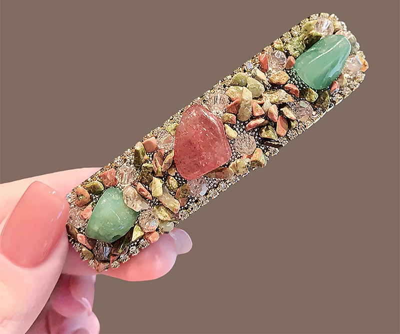 Kẹp mái dạng bấm tóc ĐÁ TỰ NHIÊN cao cấp màu sắc, phụ kiện kẹp tóc nữ ĐẸP, ĐỘC ĐÁO, sang trọng, quà tặng xinh B4331