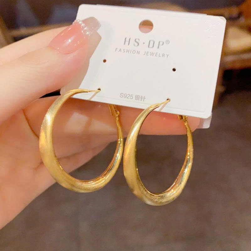 Hoa tai TRÒN khối basic xi vàng pha cao cấp 3.5cm, Hoa tai thiết kế Hàn quốc phong cách Châu âu sang trọng cá tính B4515