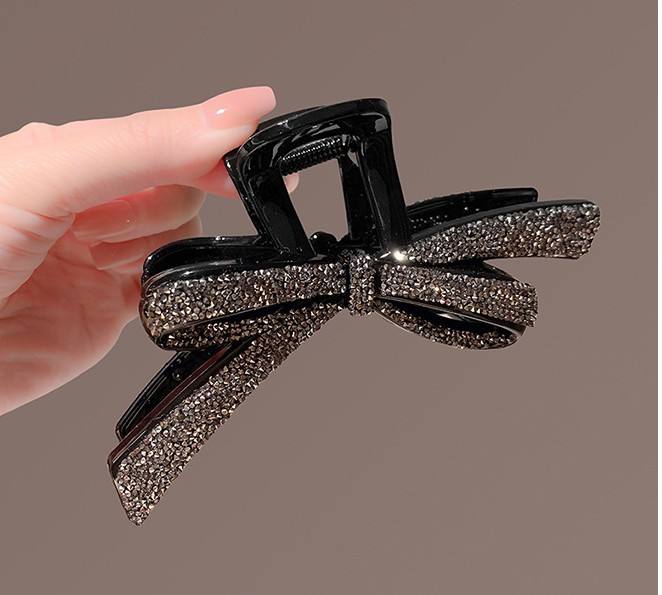 Kẹp NƠ ĐÁ ĐEN xám cao cấp, Kẹp càng cua, kẹp gắp tóc đẹp sang trọng độc đáo, thiết kế Hàn Quốc, quà tặng độc đáo B4333