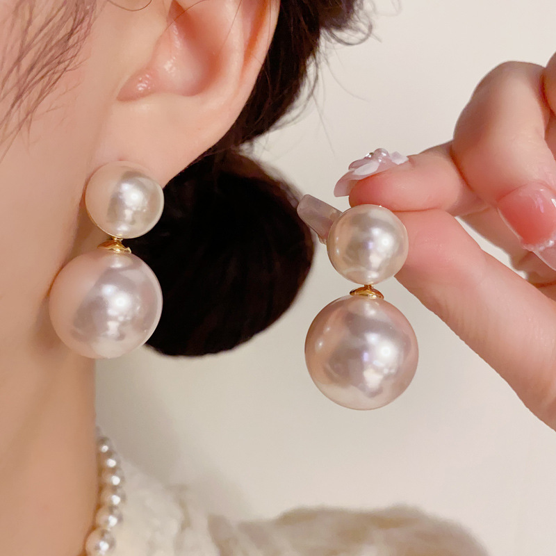 Bông tai NGỌC LỚN NHỎ sang trọng độc đáo, Hoa tai thiết kế Hàn quốc cao cấp basic kinh điển B4461