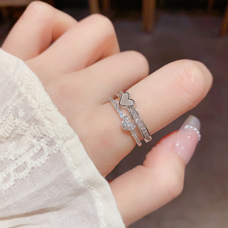 Nhẫn nữ tình yêu TRÁI TIM ĐÁ zircon xi bạc 925 cao cấp, nhẫn thời trang nữ sang trọng độc đáo B4462