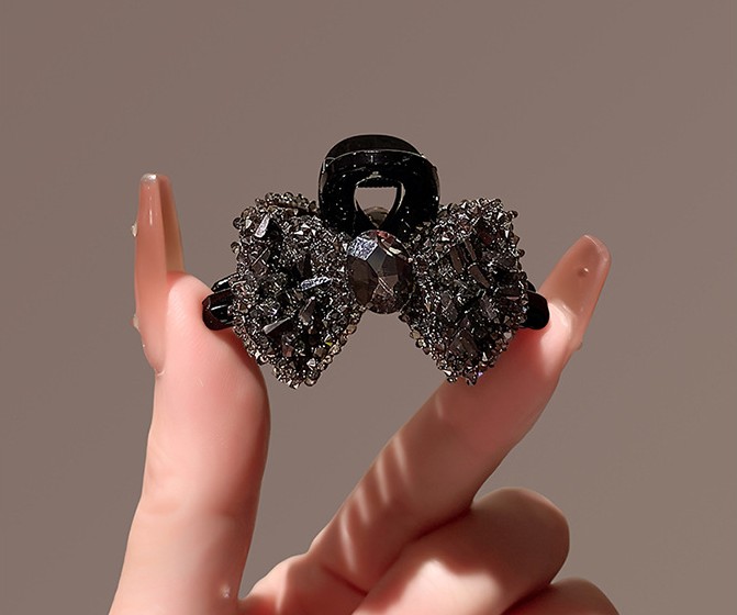 Kẹp gắp tóc 4.5cm Nơ đá pha lê ĐEN cao cấp, phụ kiện gắp mái, kẹp gắp tóc nửa sau Đẹp độc đáo, quà tặng xinh B4341