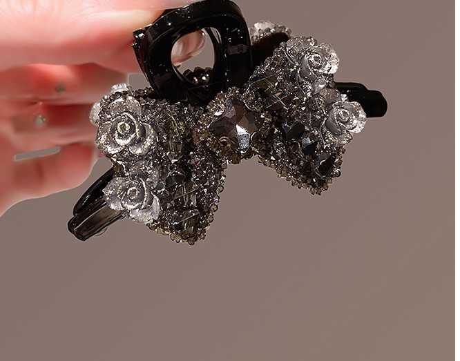 Kẹp càng cua nửa tóc sau 7cm Hoa hồng ĐÁ ĐEN cao cấp, kẹp tóc nữ sang trọng thiết kế hàn quốc B4344