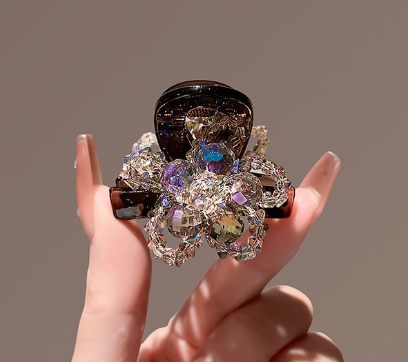 Kẹp gắp 4.5cm nửa PHA LÊ lấp lánh, kẹp gắp mái nữ cáo cấp, kẹp càng cua sang trọng B4345