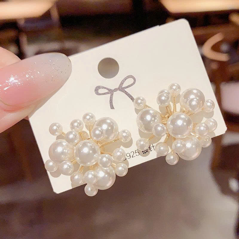 Hoa tai NGỌC TRAI PHÁO HOA Cao cấp, bông tai thiết kế Hàn quốc độc đáo, phụ kiện bông tai cô dâu B4558