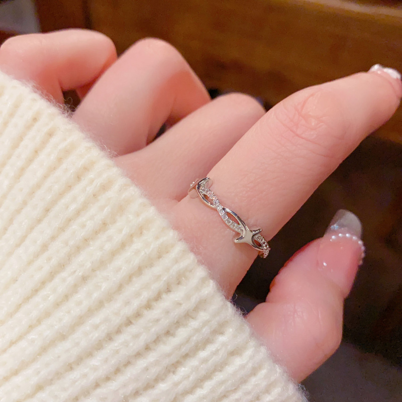 Nhẫn nữ thời trang xi bạc 925 cao cấp Freesize Xoắn mix đá zircon độc đáo, nhẫn thiết kế Hàn Quốc đơn giản nhẹ nhàngB4471