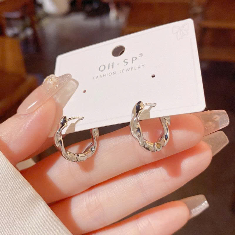 Hoa tai Vòng tròn xoắn xi BẠC 925 cao cấp 1.6cm, Hoa tai thiết kế basic cá tính đơn giản sang trọng độc đáo B4565