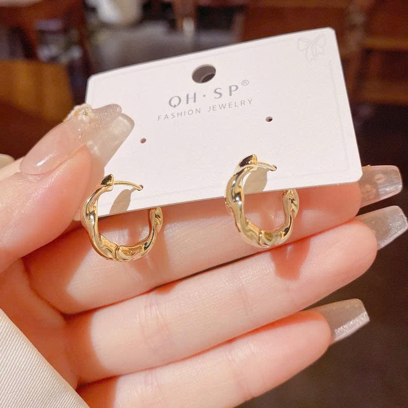 Hoa tai Vòng tròn xoắn xi vàng pha cao cấp 1.6cm, Hoa tai thiết kế basic cá tính đơn giản sang trọng độc đáo B4564