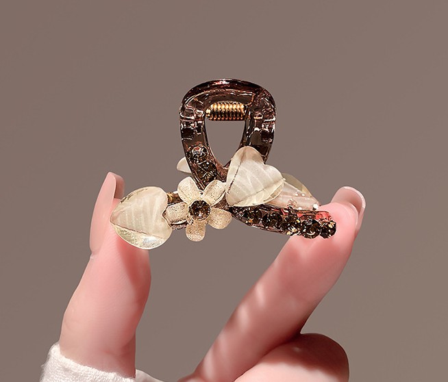 Kẹp gắp nhí mái 4.5cm HOA TRÁI TIM đính đá, kẹp tóc mái nữ đẹp độc đáo, kẹp tóc cao cấp sang trọng B4349