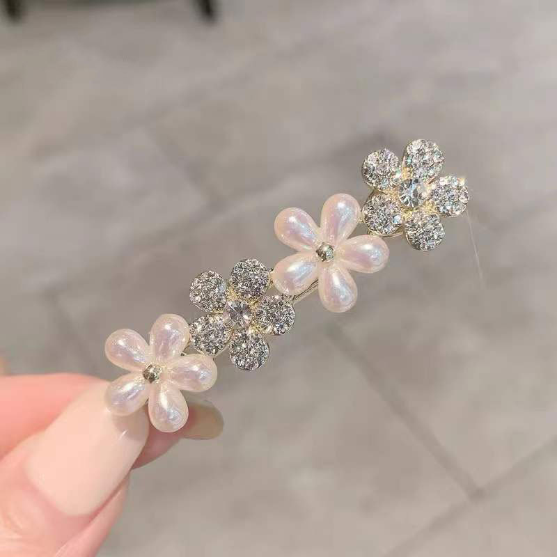 Kẹp mái hoa mai mix đá, phụ kiện kẹp mái tóc nữ đẹp độc đáo, quà tặng ý nghĩa B4183