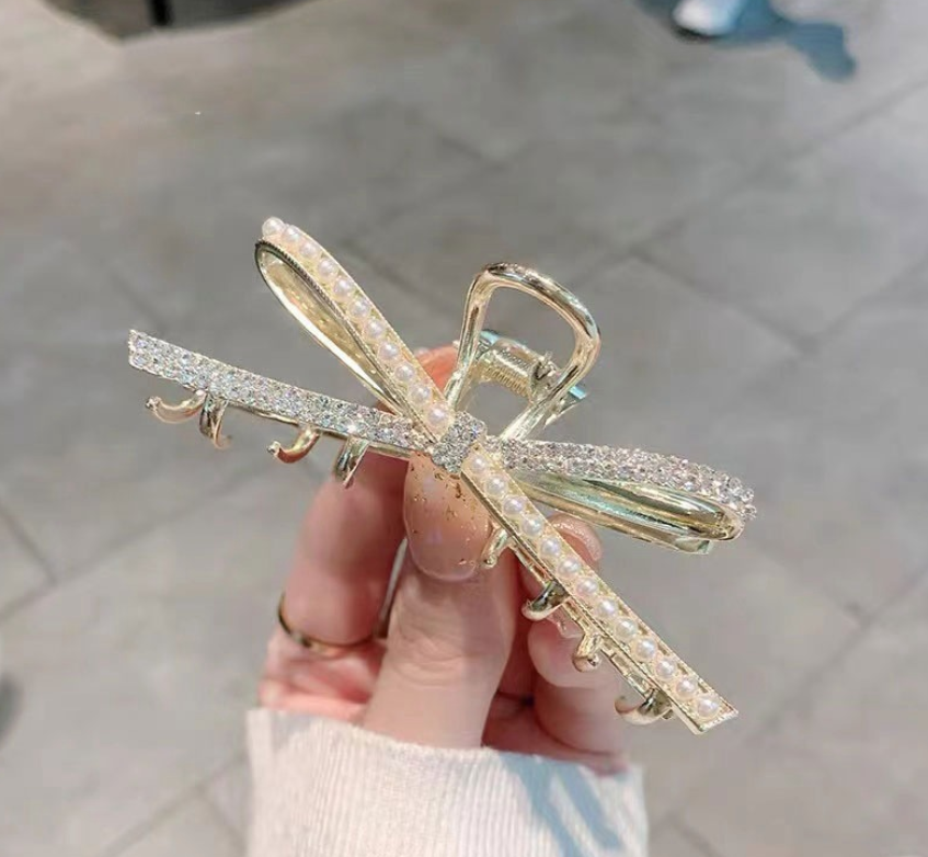 Kẹp gắp NƠ ngọc đá, kẹp càng cua, kẹp gắp tóc nữ đẹp, độc đáo, quà tặng ý bạn gái B4186