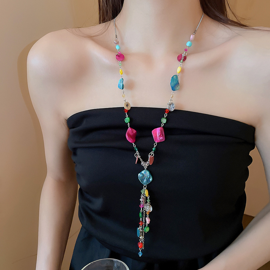 Dây chuyền thiết kế HÀN QUỐC cá tính, chữ Y màu sắc TONE HỒNG boho độc đáo B4101