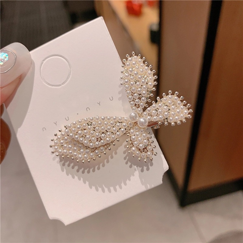 Kẹp tóc nữ HỒ ĐIỆP đính ngọc, kẹp mái mỏ vịt, phụ kiện kẹp tóc mái nữ độc đáo B4208