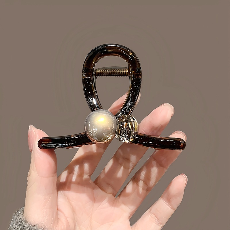 Kẹp gắp tóc 8cm NÂU ĐEN ngọc xám, phụ kiện kẹp tóc nữ đẹp, độc đáo, kẹp tóc xinh B4221