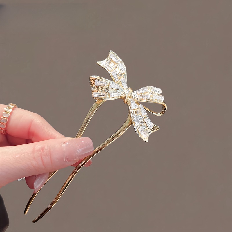 Trâm tóc chữ U NƠ ĐÁ, phụ kiện tóc nữ độc đáo, trâm tóc xinh, quà tặng ý nghĩa B4224