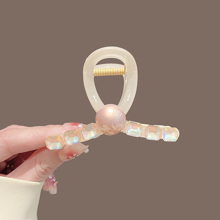 Kẹp gắp tóc 8cm ĐÁ HỒNG ngọc trắng sữa, phụ kiện kẹp tóc nữ đẹp – độc đáo B4227