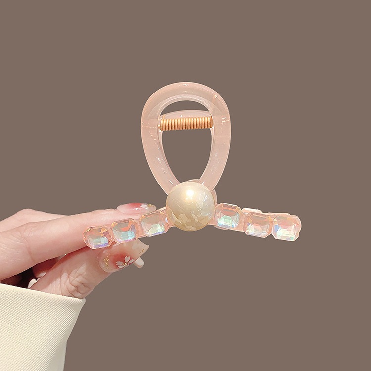 Kẹp gắp tóc 8cm ĐÁ HỒNG tone HỒNG, phụ kiện kẹp tóc nữ đẹp, độc đáo B4228