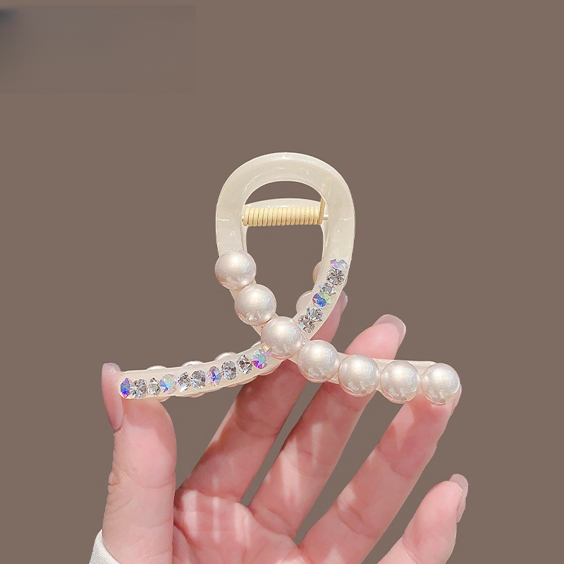 Kẹp gắp tóc 8cm NGỌC ĐÁ đối xứng màu Sữa, phụ kiện kẹp tóc nữ đẹp B4229