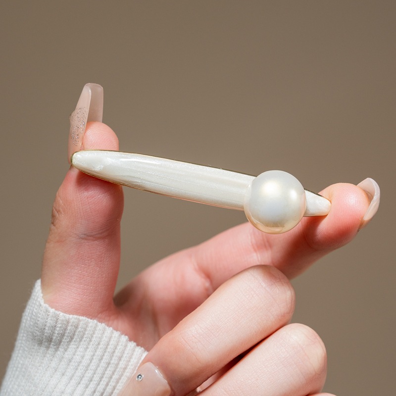 Kẹp mái tóc, kẹp mỏ vịt ngọc trắng sữa vân độc đáo, đơn giản, Phụ kiện kẹp mái tóc nữ đẹp B4189