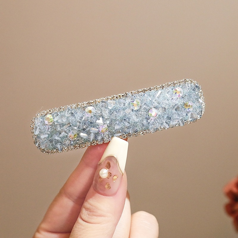 Kẹp bấm tóc pha lê XANH viền đá độc đáo, kẹp tóc mái nữ đẹp thiết kế B4254