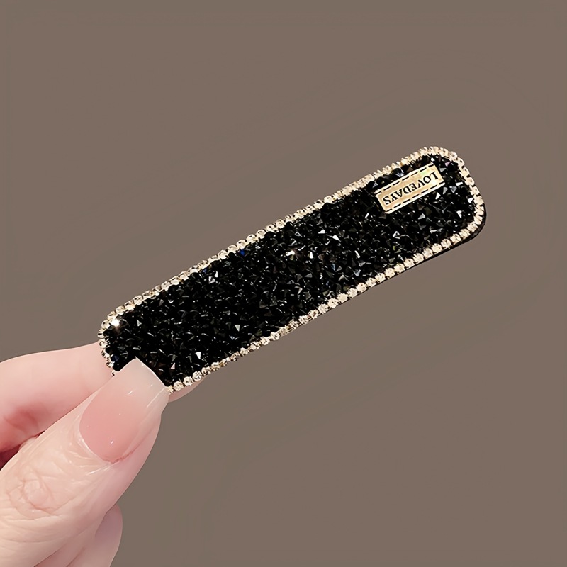 Kẹp tóc mái bấm đá ĐEN viền đá, kẹp mái tóc nữ độc đáo thiết kế lấp lánh B4257