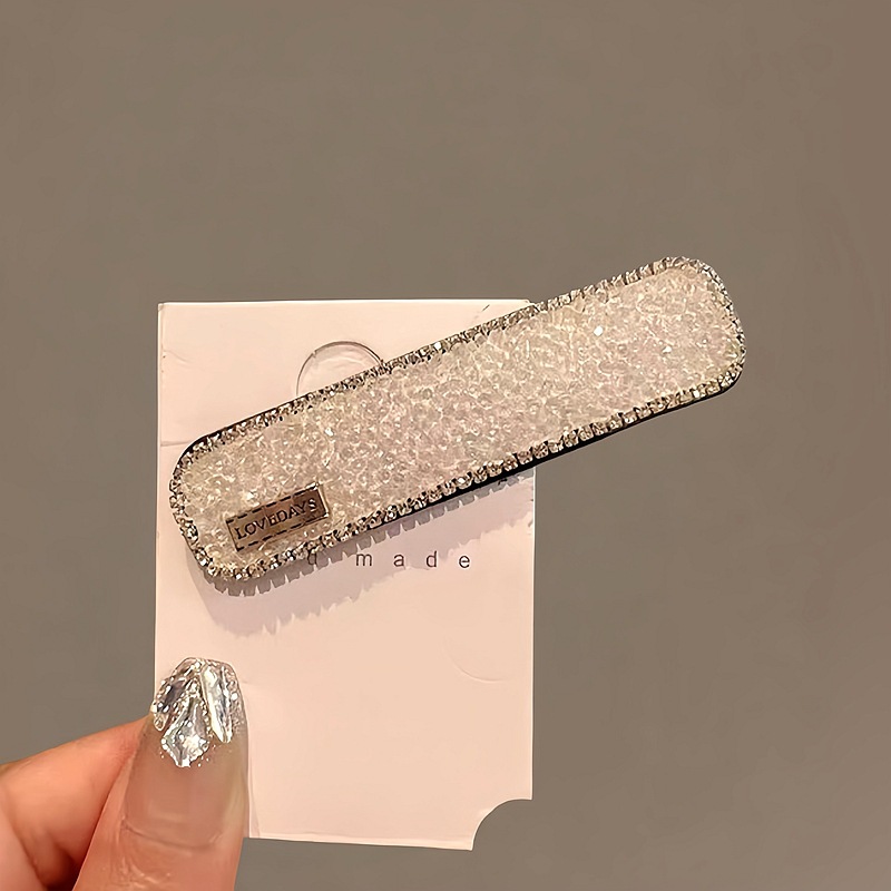 Kẹp tóc mái bấm đá TRẮNG viền đá, phụ kiện kẹp tóc mái nữ đẹp -độc đáo B4259