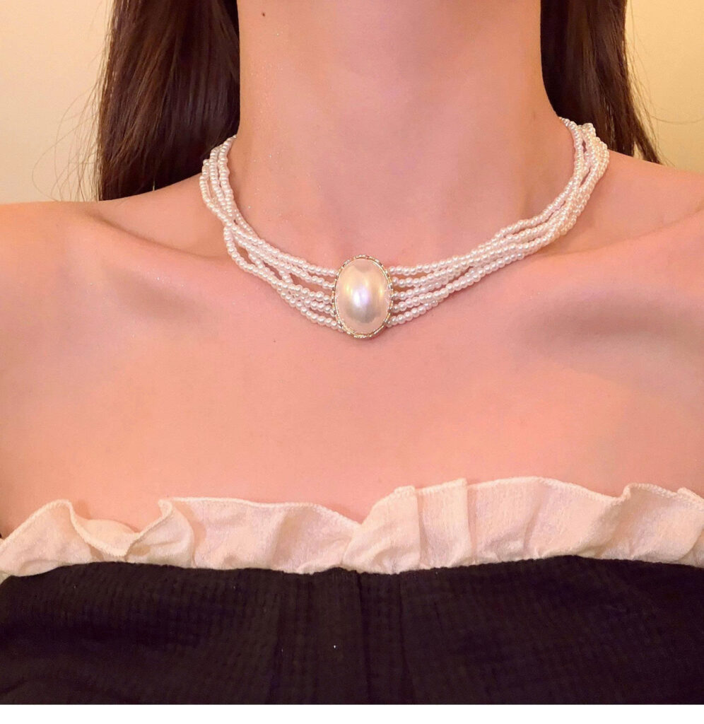 Vòng cổ, dây chuyền NGỌC giọt nước cao cáo, chocker cổ đi tiệc, phụ kiện vòng cổ cô dâu B4091