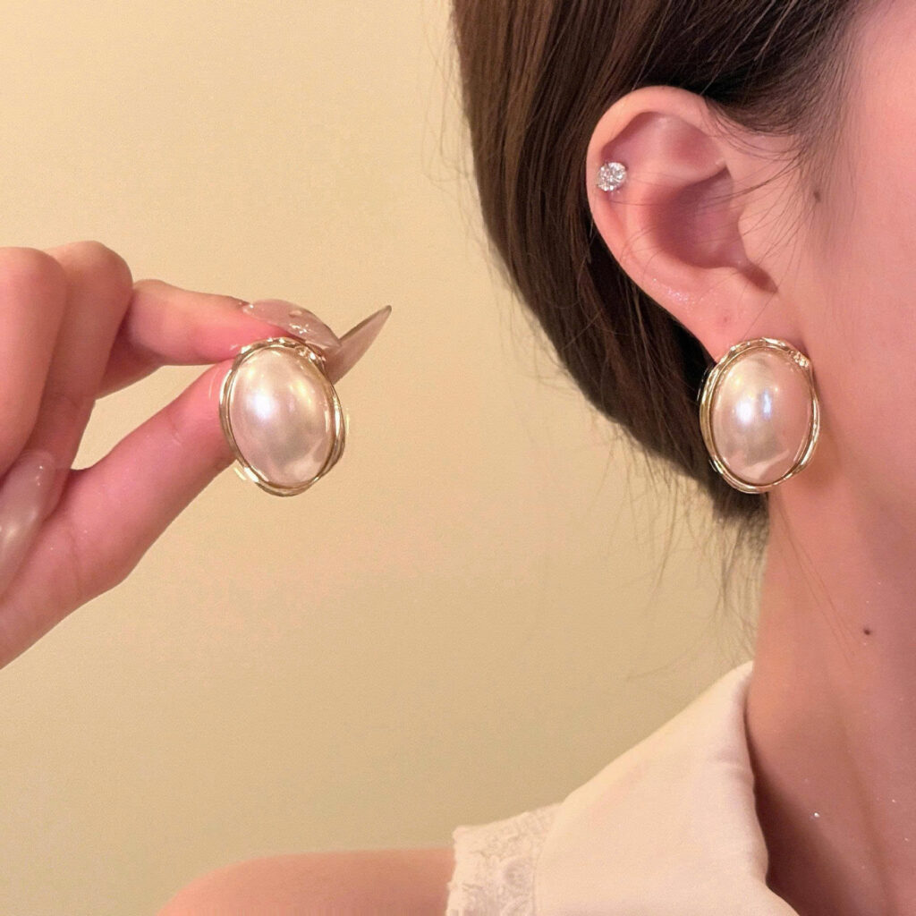 Bông tai GIỌT NƯỚC ngọc thiết kế sang trọng, phụ kiện bông tai cô dâu đẹp B4092