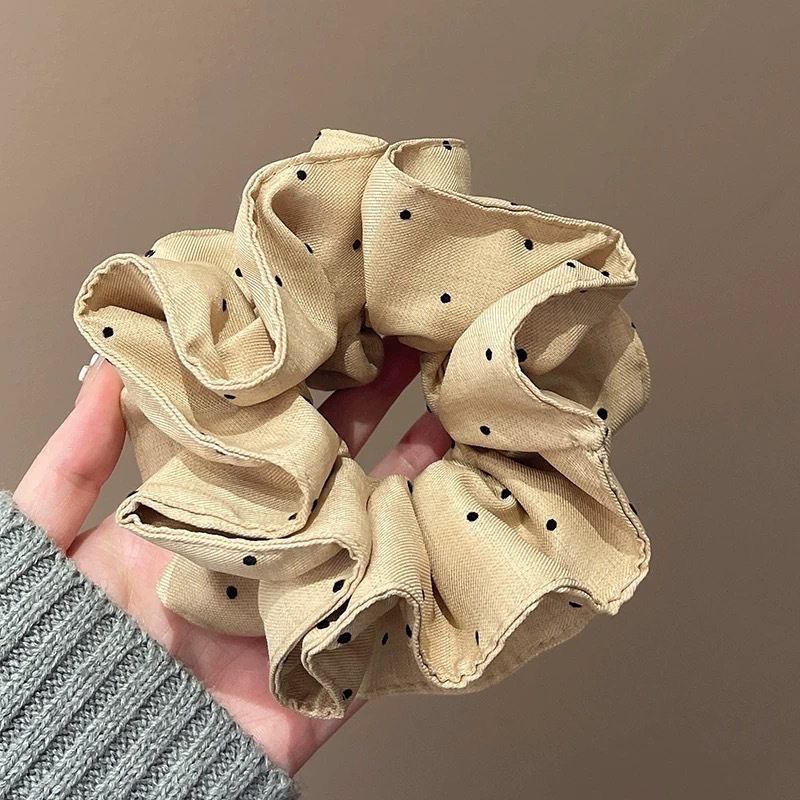 Cột tóc màu BE chấm bi thun cao cấp, phụ kiện tóc nữ ĐẸP ĐỘC ĐÁO B4268