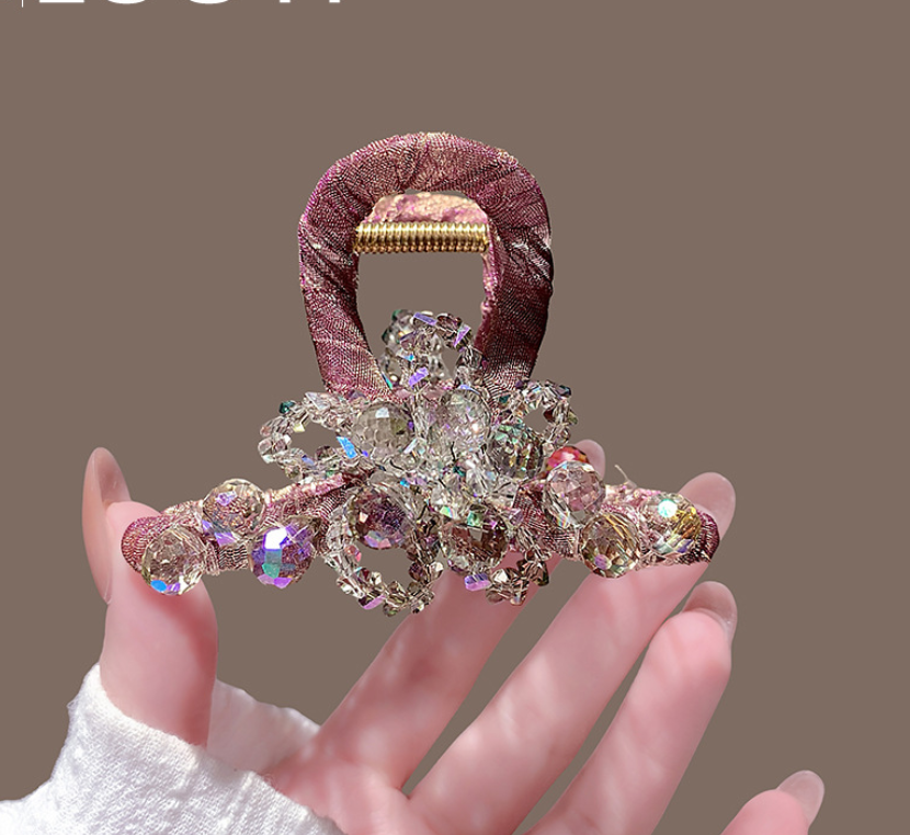 Kẹp gắp 8cm Pha lê HỒNG TÍM cao cấp, phụ kiện kẹp tóc nữ cao cấp độc đáo sang trọng B4351