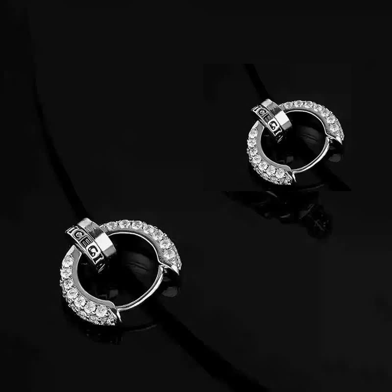 Bông tai NAM nữ, unisex đính đá zircon cao cấp (2 vòng) tròn ngôi sao ÂU MĨ, phụ kiện bông tai cao cấp đơn giản basic B4401