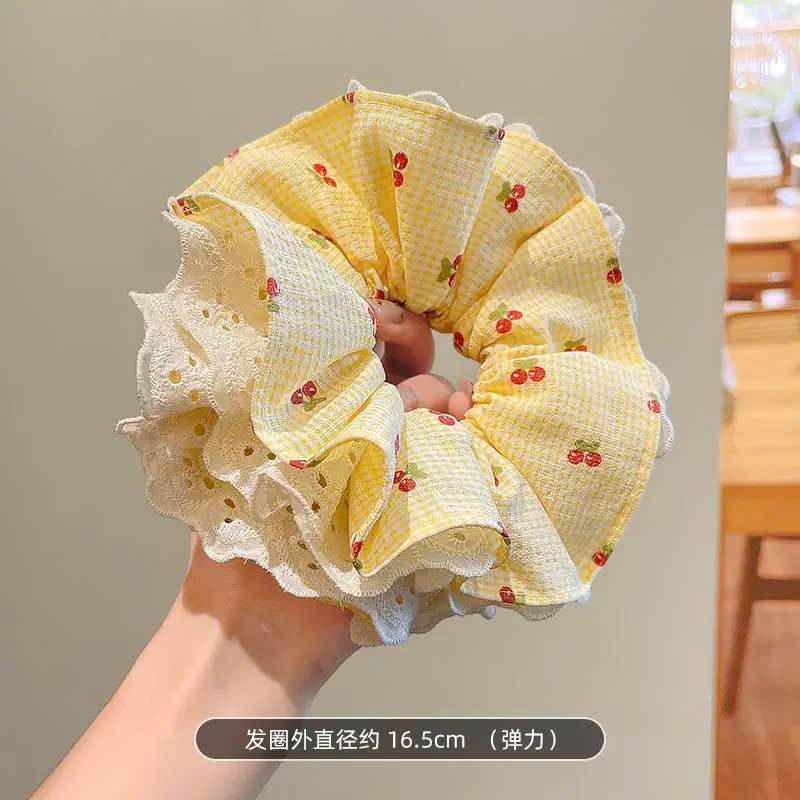 Cột tóc nữ thiết kế ĐẸP – cao cấp REN VÀNG chery đỏ B4279