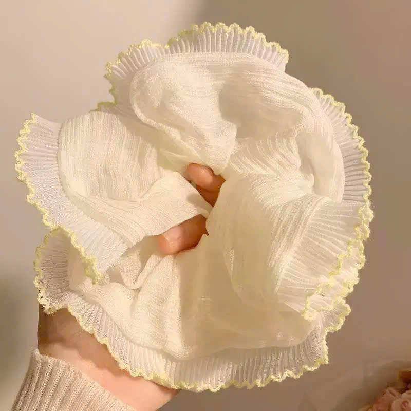 Cột tóc VÀNG NHẠT viền VOAN trắng, phụ kiện tóc nữ ĐẸP – ĐỘC ĐÁO B4270