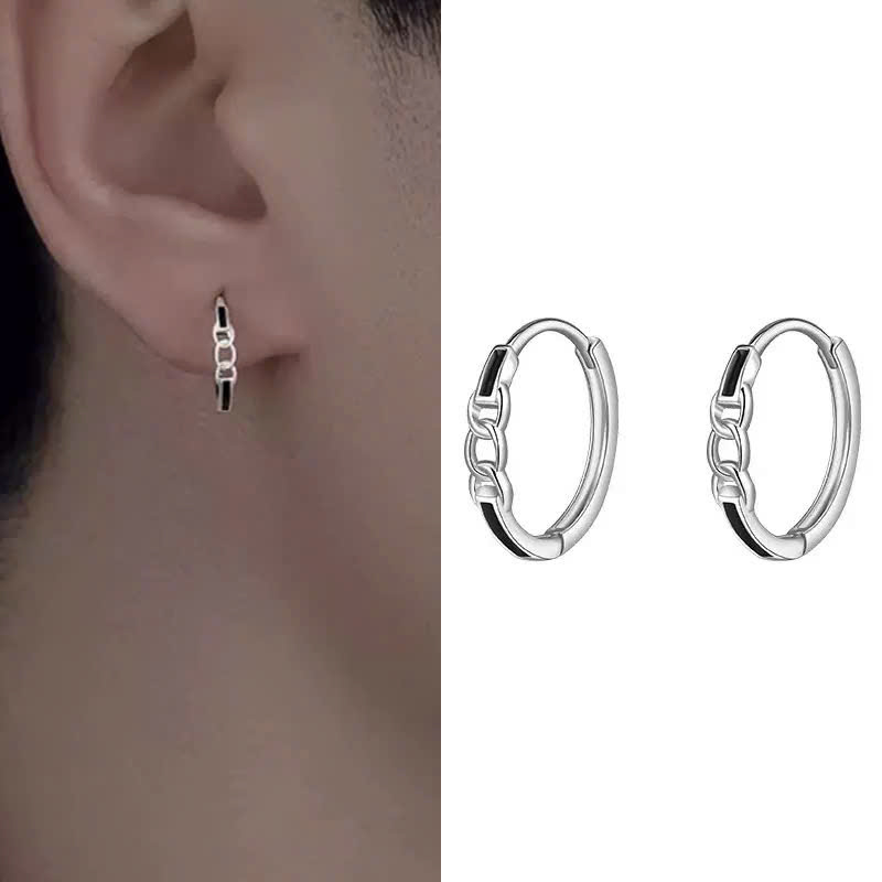 Bông tai NAM NỮ, unisex basic cá tính phong cách, tròn vệ ĐEN 0.9cm basic màu bạc B4363