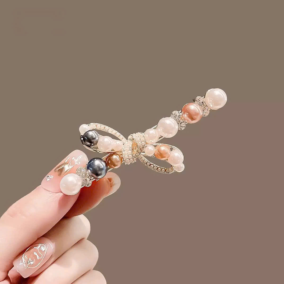 Kẹp mỏ vịt nơ màu sắc ngọc mix màu độc đáo ,phụ kiện kẹp tóc mái nữ đẹp B4194