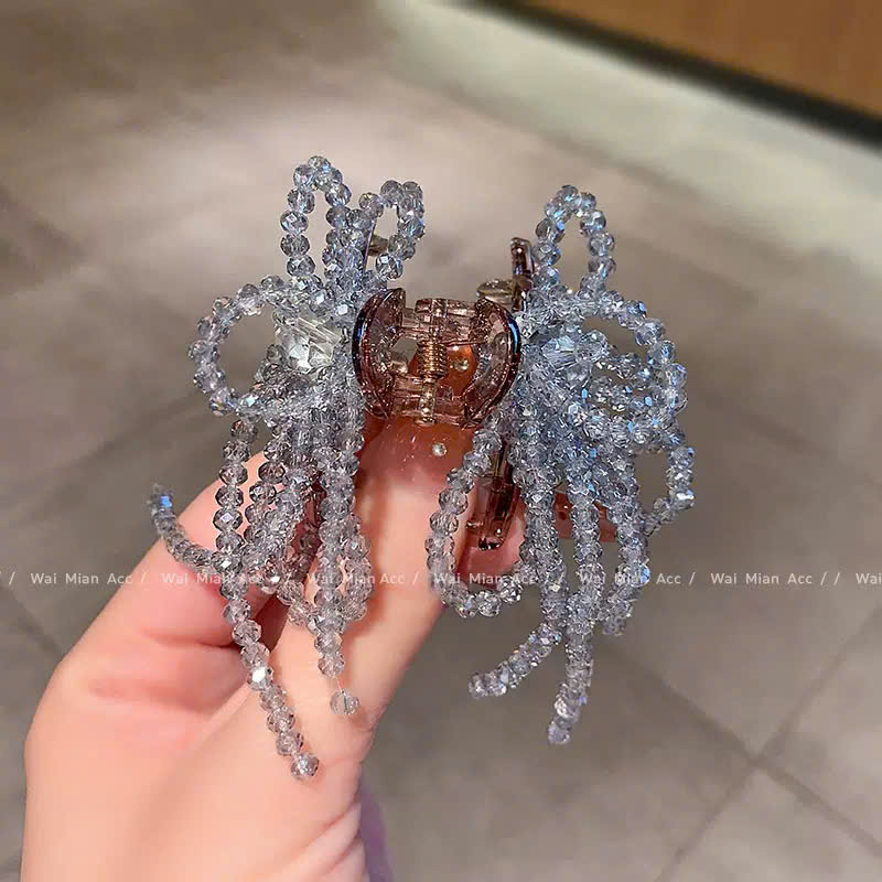 Kẹp gắp nửa tóc sau 5cm HOA PHA LÊ xanh cao cấp, phụ kiện kẹp tóc nữ cao cấp thiết kế đẹp độc đáo B4339